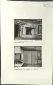 Skansen. Byggnader. Delsbogården före flyttningen. Västeräng nr 4. Herrstugans spis. Stugans dörrar till kammare och förstuga.