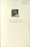 Skansen. Byggnader. Delsbogården före flyttningen. Sunnanås. Sängstugan synas av Nordiska museets Andreas Lindblom och Erik Andrén.
