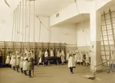 Lindholmens gamla skolhus uppfördes år 1886 av byggmästare August Carlson.
Gymnastiklektion.
Verkmästaregatan 7