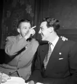 Middag i samband med fotbollsmatch ÖSK - Surahammars IF, 1950-05-29