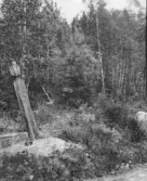 Bjursås, Falun. Halvmilstolpe av trä.

