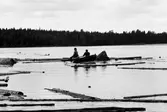 Fångsjön. Landrensning. Reidar Ragnarsson och Johan Wikström i båten.
