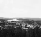 Avesta stad. Från vattentornet, utsikt över staden från Klintboklack.

