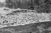 Damm och kvarn/sågfundament vid Björkån. (Besiktning av bygge av erosionsskydd).