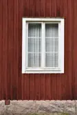 Exteriör från Nygårdsgården i Bingsjö. Den avbildade byggnaden, ett korsplanshus, uppfördes 1912 och ersatte en enkelstuga på samma plats.