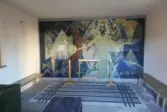 Idenors kyrka. Gravkapellet med väggmålning av Hudiksvallskonstnären Gösta Bohm.