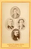 Porträttcollage av fyra män. Text i album: A. A. Bylund (mannen i mitten och till höger i bild).