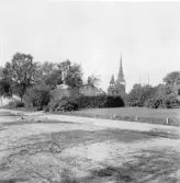 Mora, Mora strand. Vasastoden. Klockstapeln och kyrkan.

