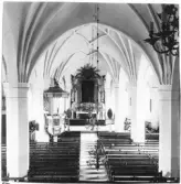 Mora, Mora strand. Kyrkan, interiör mot koret.

