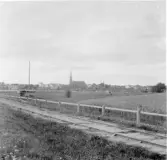 Mora, Mora strand. Mora strand och kyrkan.

