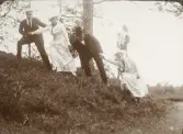 Två män och två kvinnor i sommarkläder hjälps åt att bestiga en brant sluttning.
Överst trol. Seved Svensson och längst ner hans syster Ruth.