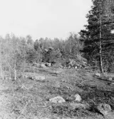 Stora Skedvi, Tomtebo. Slagghög vid Tomtebo gruvor. Ruin av Tomtebo rödfärgshytta. 1927.