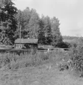 Stora Skedvi. Stuga och ås vid Dammen. 1927.