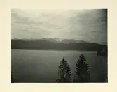 Utsikt över Walchensee (sjö) med Österrikiska alperna, Tyskland (enligt text i album).