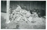 Paus i riktövn. 1940-41. V-H. Hellsten, Bengt Hultin, Stockman, 928 Andersson, (?), Fredenberg, Tjulander, Åsbrink, Waldenström, Lundström (enligt text i album och baksida kort).