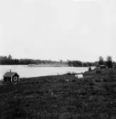 By, Näs Bruk från Fäbobacken, Näsforsen till höger, 1931.